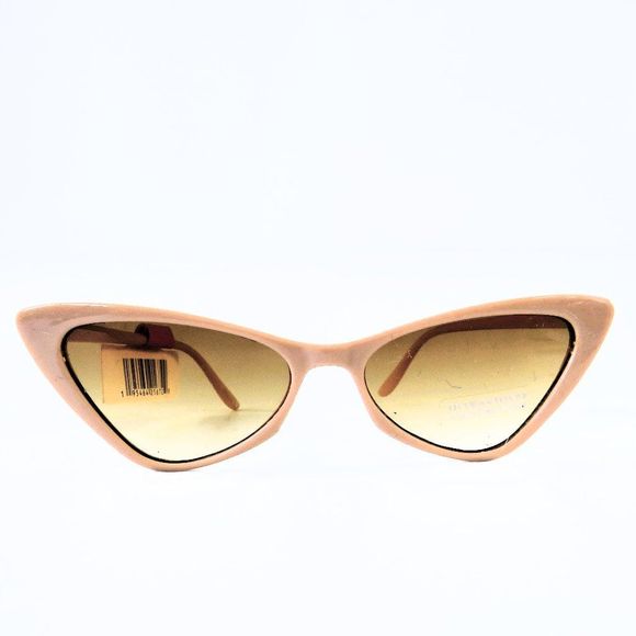 Rare Vintage Narrow Peachy-Old Pink  Cat Eye Sunglasses - Picture 3 of 8